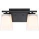 None 2 Light 12.5 inch Matte Black Bathroom Vanity Light Wall Light